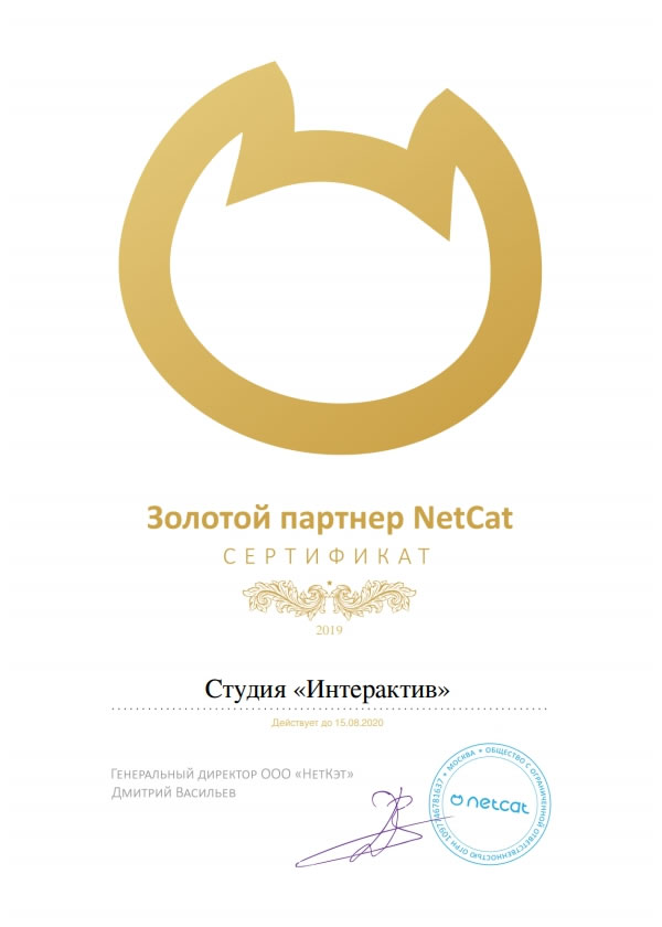 Сертификат - Золотой партнер NetCat