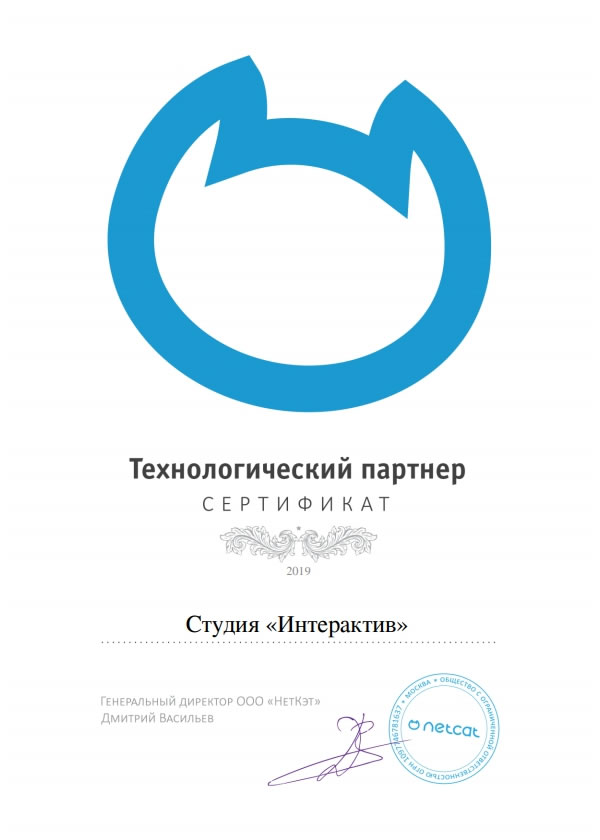 Сертификат - Технологический партнер NetCat